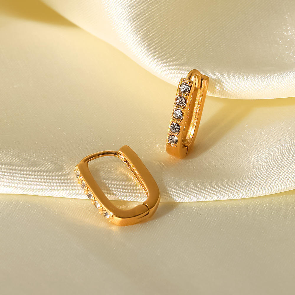 Zircon Oval Huggie Hoops