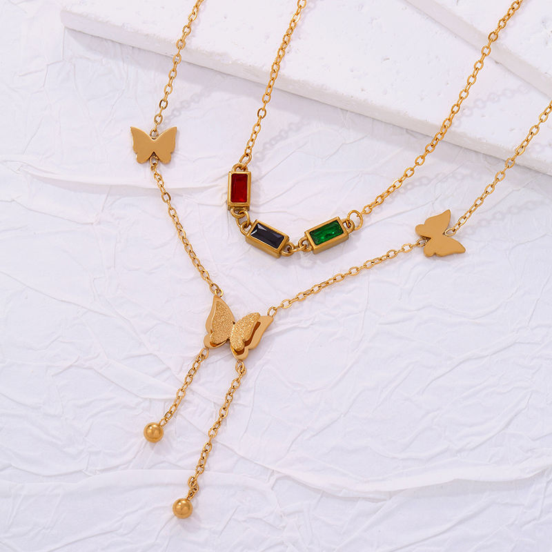 Butterfly Stone Layered Necklace