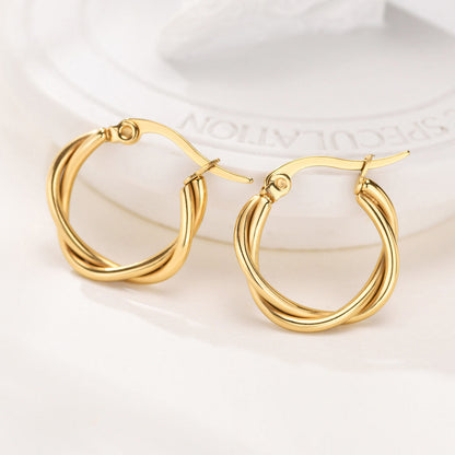18K Gold Plated Twisted Rope Hoop Earrings
