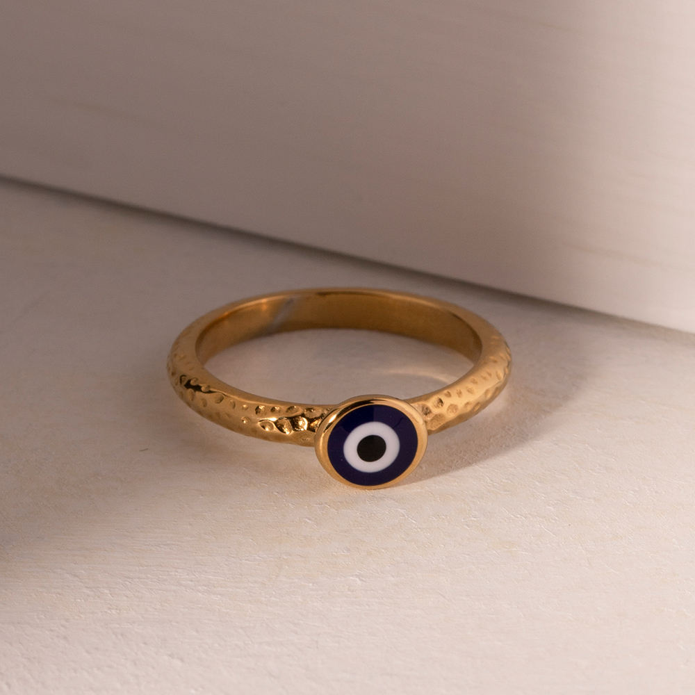 18K Gold Plated Enamel Evil Eye Ring