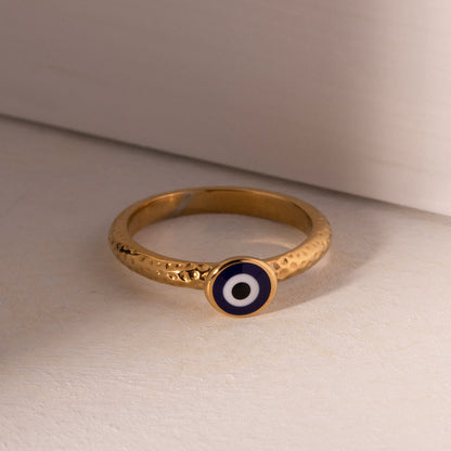 18K Gold Plated Enamel Evil Eye Ring