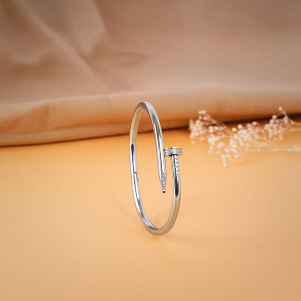 Nail Bangle Bracelet Silver