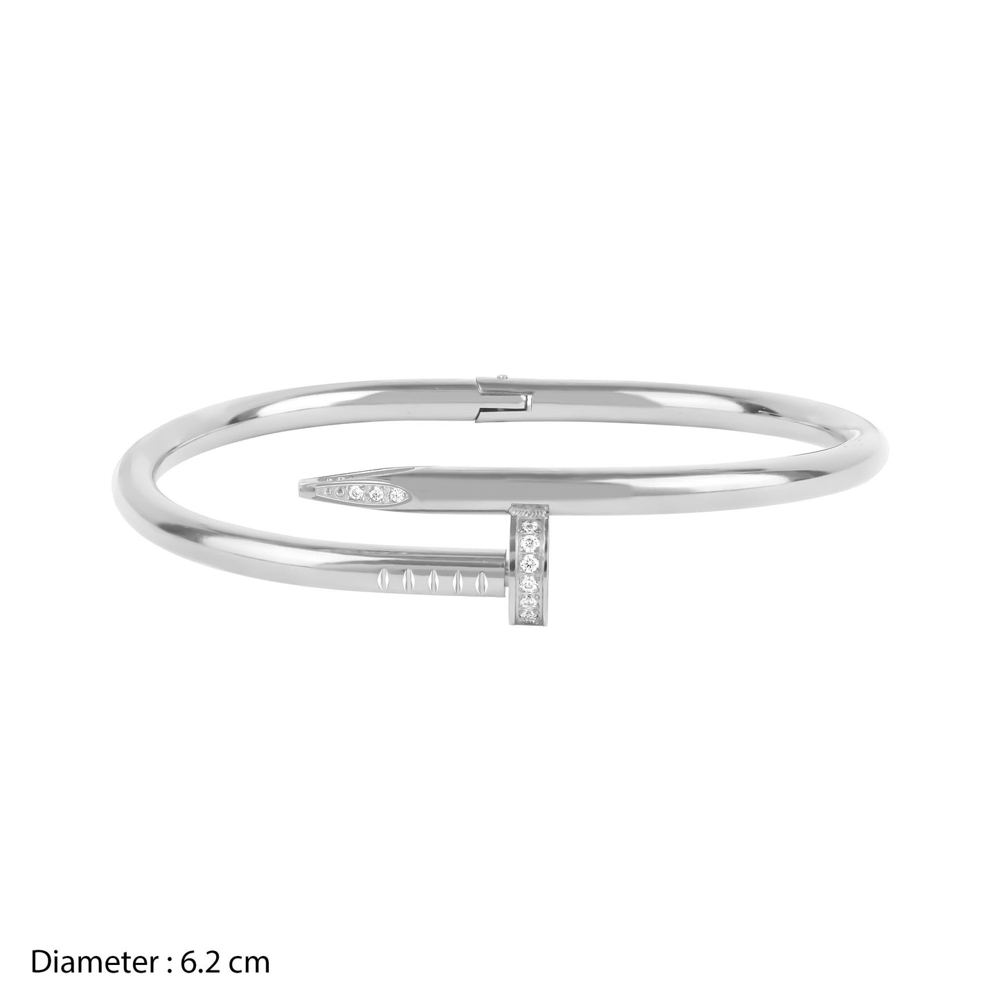 Silver bracelet with small stones on a white background