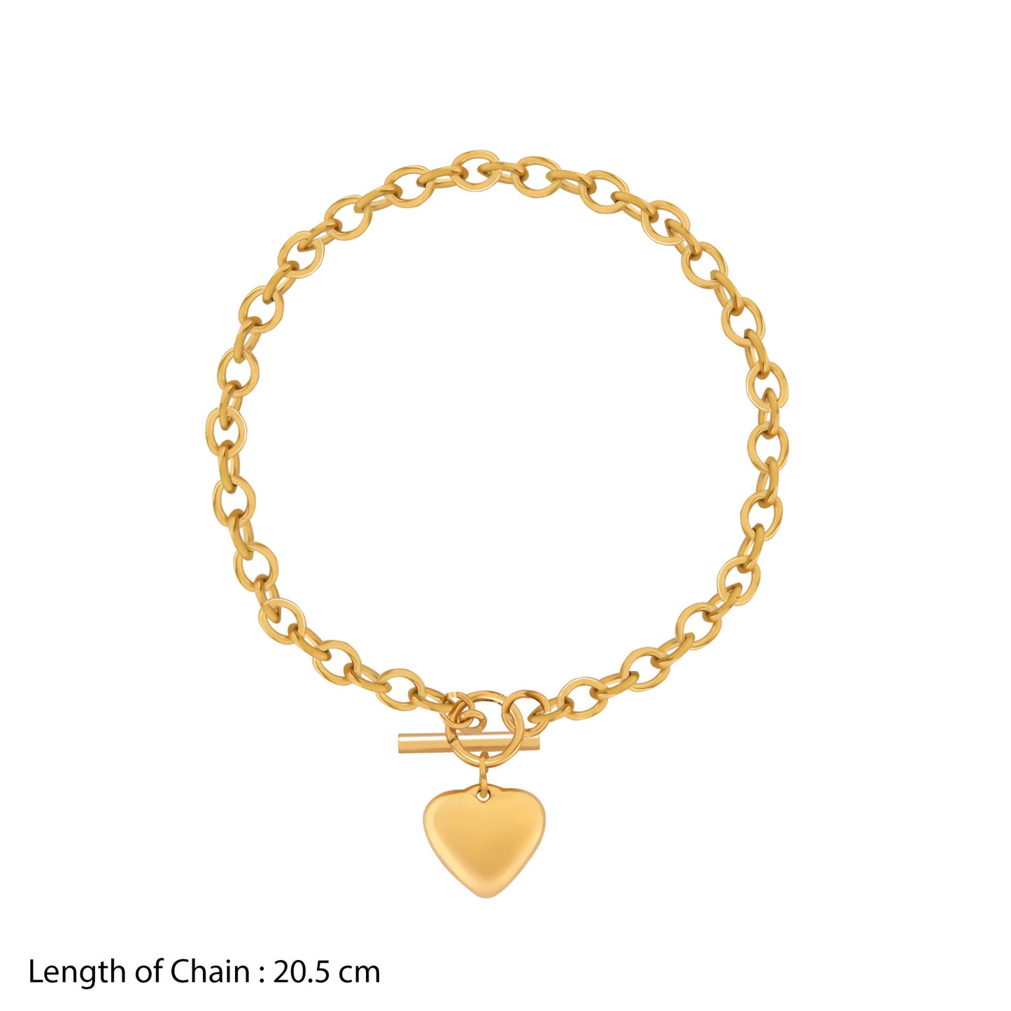 18K Gold Plated Heart Charm Buckle Chain Bracelet