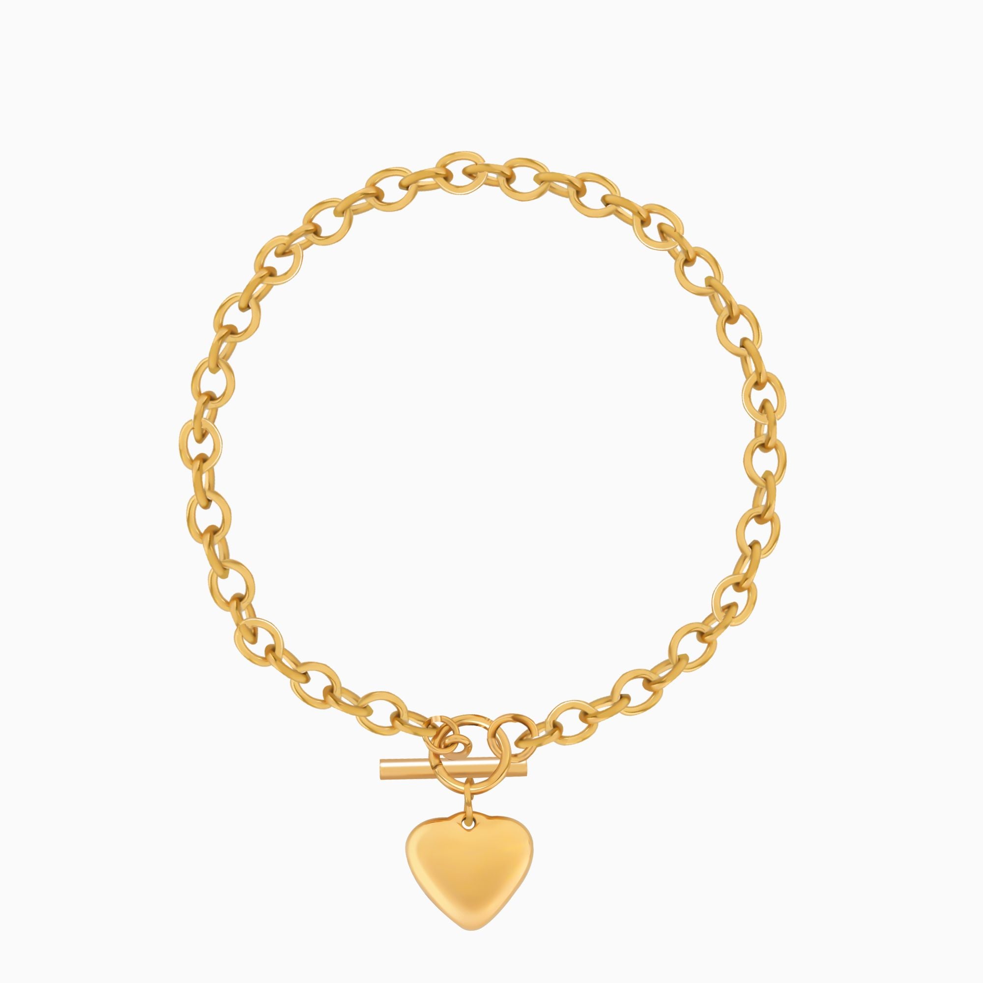 18K Gold Plated Heart Charm Buckle Chain Bracelet