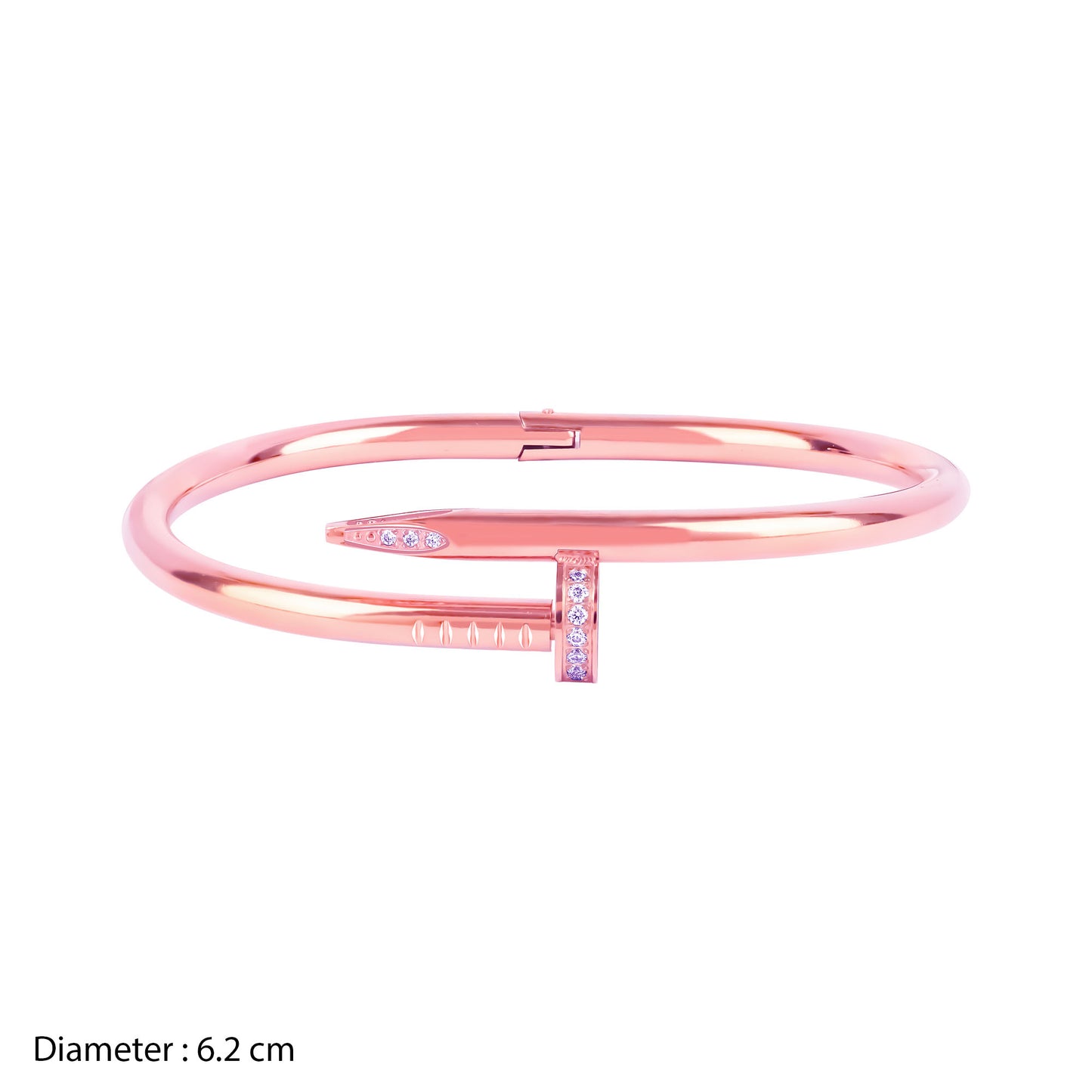 
Close-up of rose gold nail tip and curve