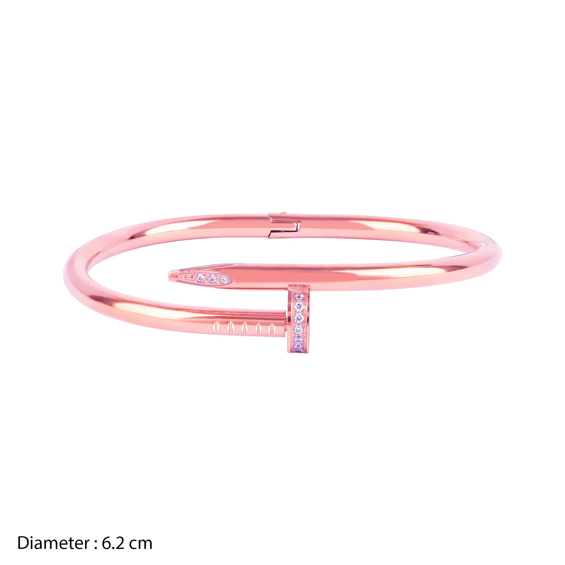 
Close-up of rose gold nail tip and curve
