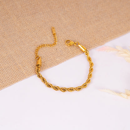 18K Gold Plated Twist &amp; Bold Rope Cable Chain Bracelet
