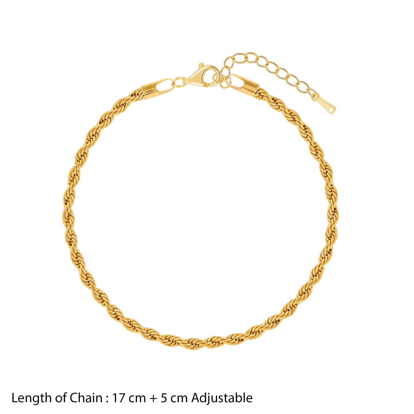 18K Gold Plated Twist & Bold Rope Cable Chain Bracelet