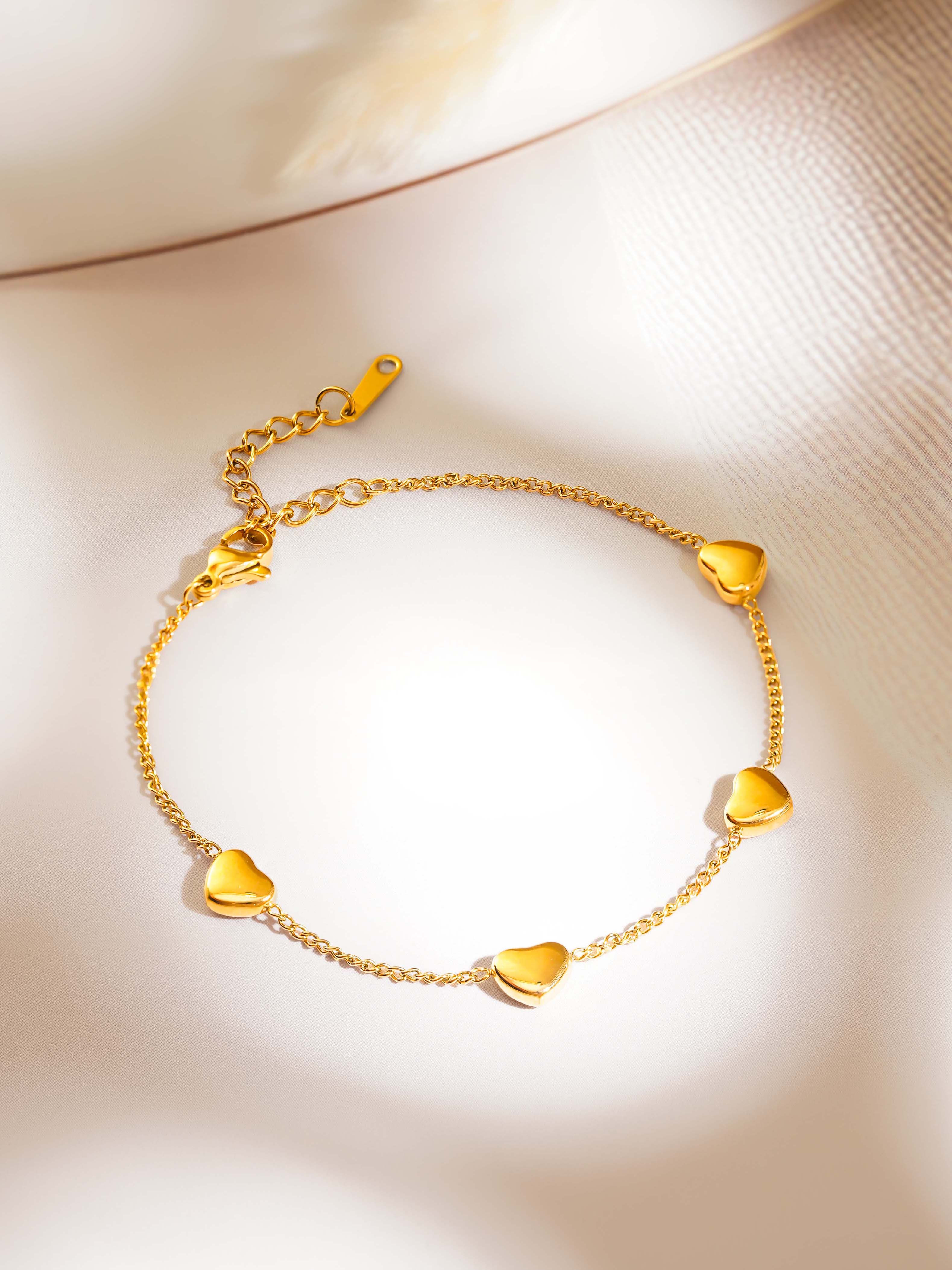 18K Gold Plated Whispers of Love Heart Charm Bracelet