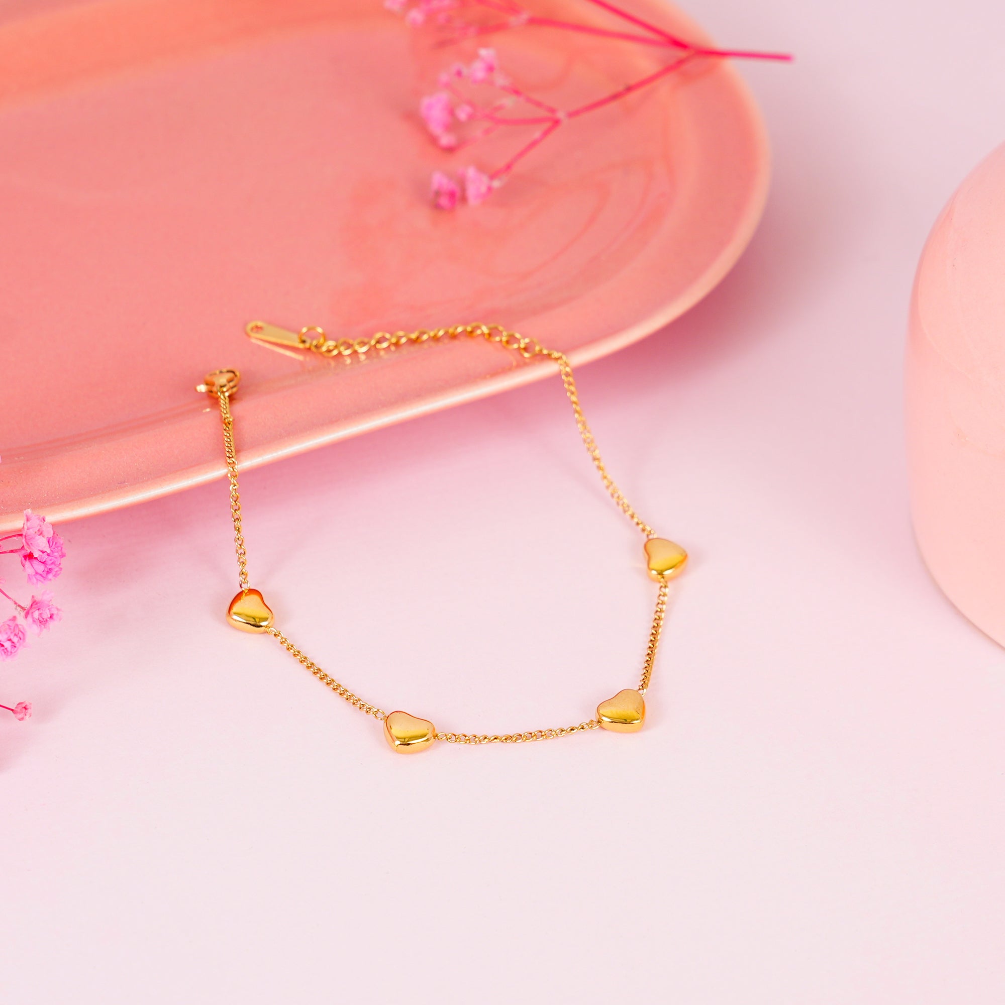 18K Gold Plated Whispers of Love Heart Charm Bracelet