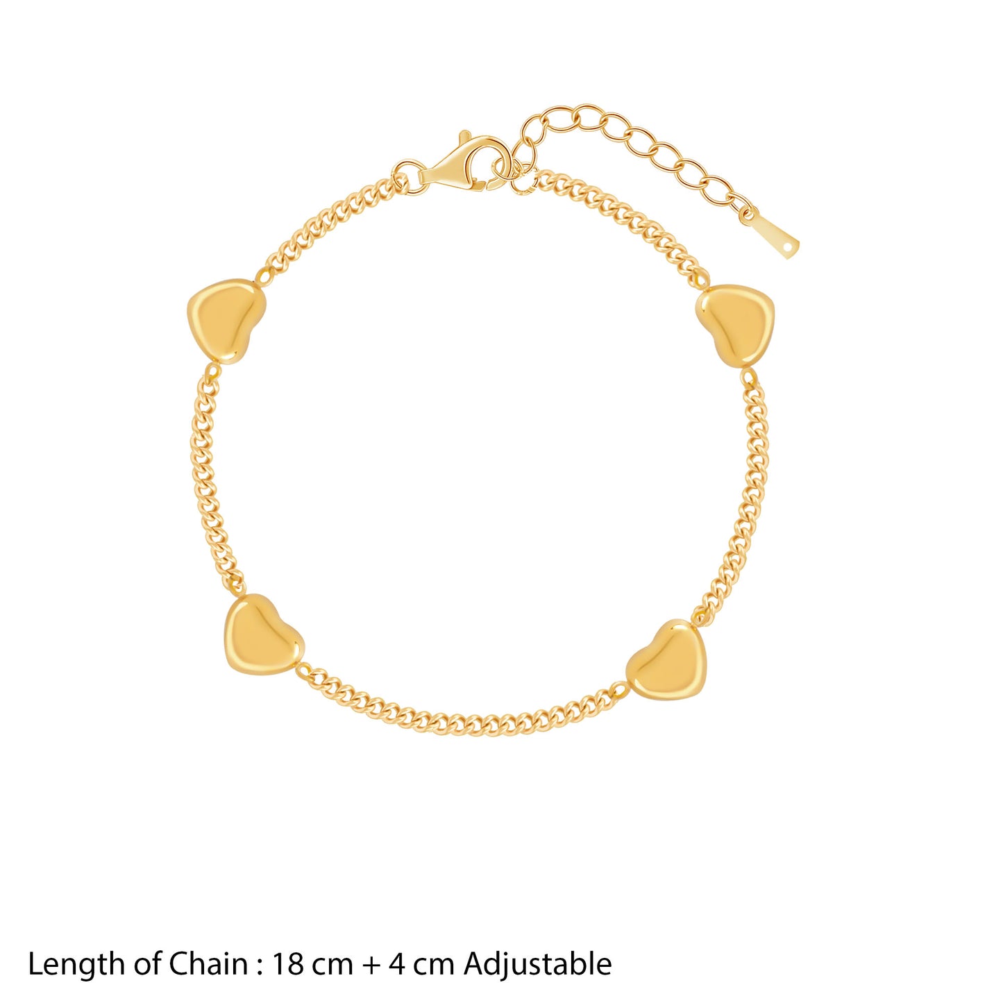 18K Gold Plated Whispers of Love Heart Charm Bracelet