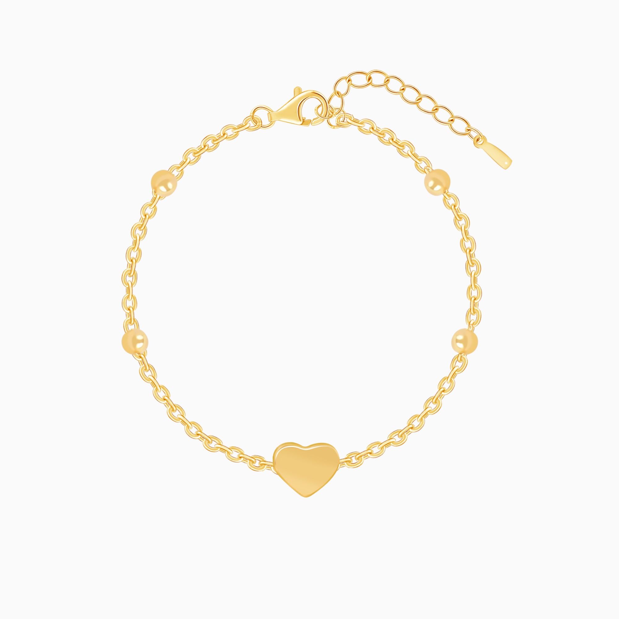 18K Gold Plated Heart Chain Beaded Bracelet