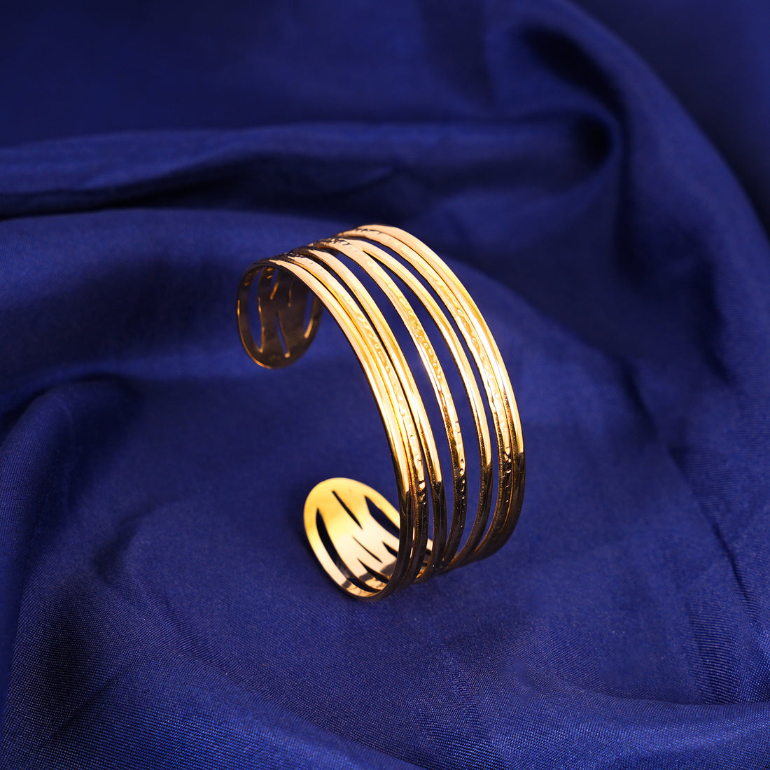 18K Gold Plated Golden Tides Multilayer Open Cuff Bracelet
