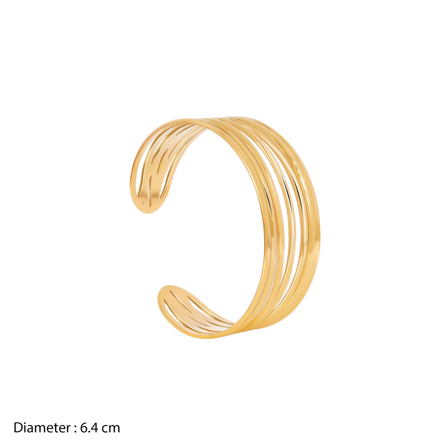 18K Gold Plated Golden Tides Multilayer Open Cuff Bracelet