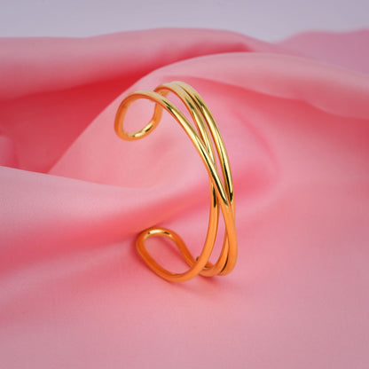 Adjustable open cuff gold bangle for women