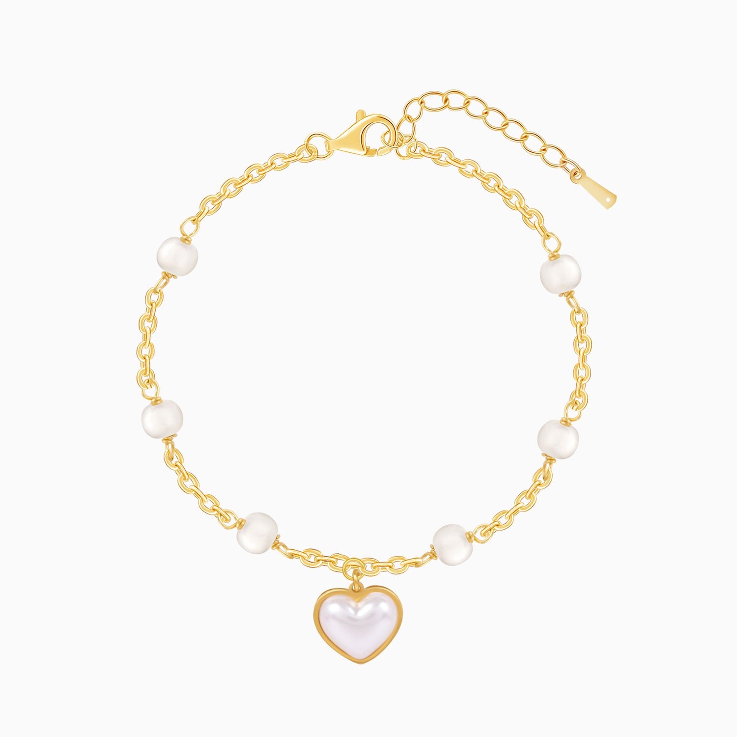 18K Gold Plated Pearl Heart Bracelet