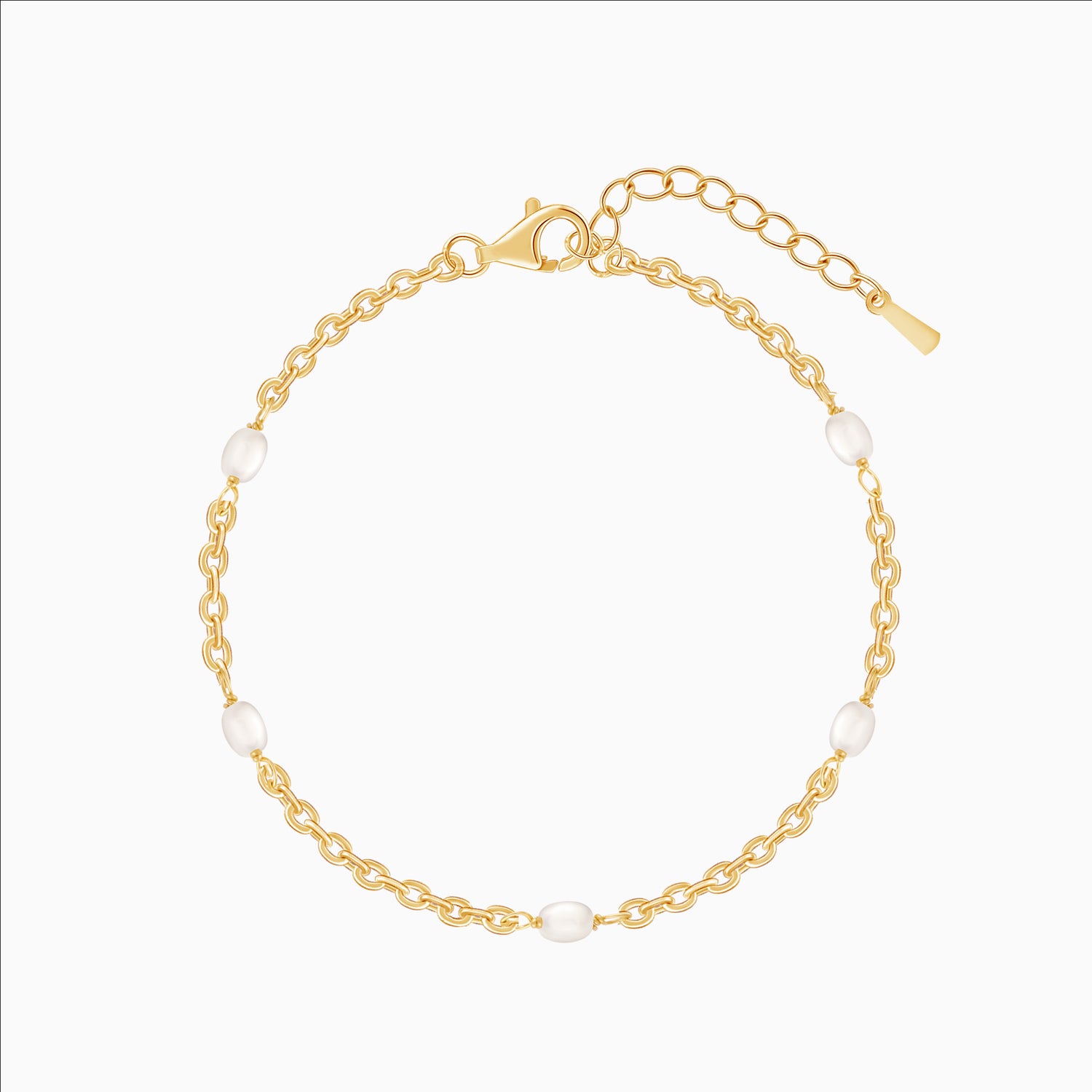 Natural pearl bracelet on gold chain waterproof design