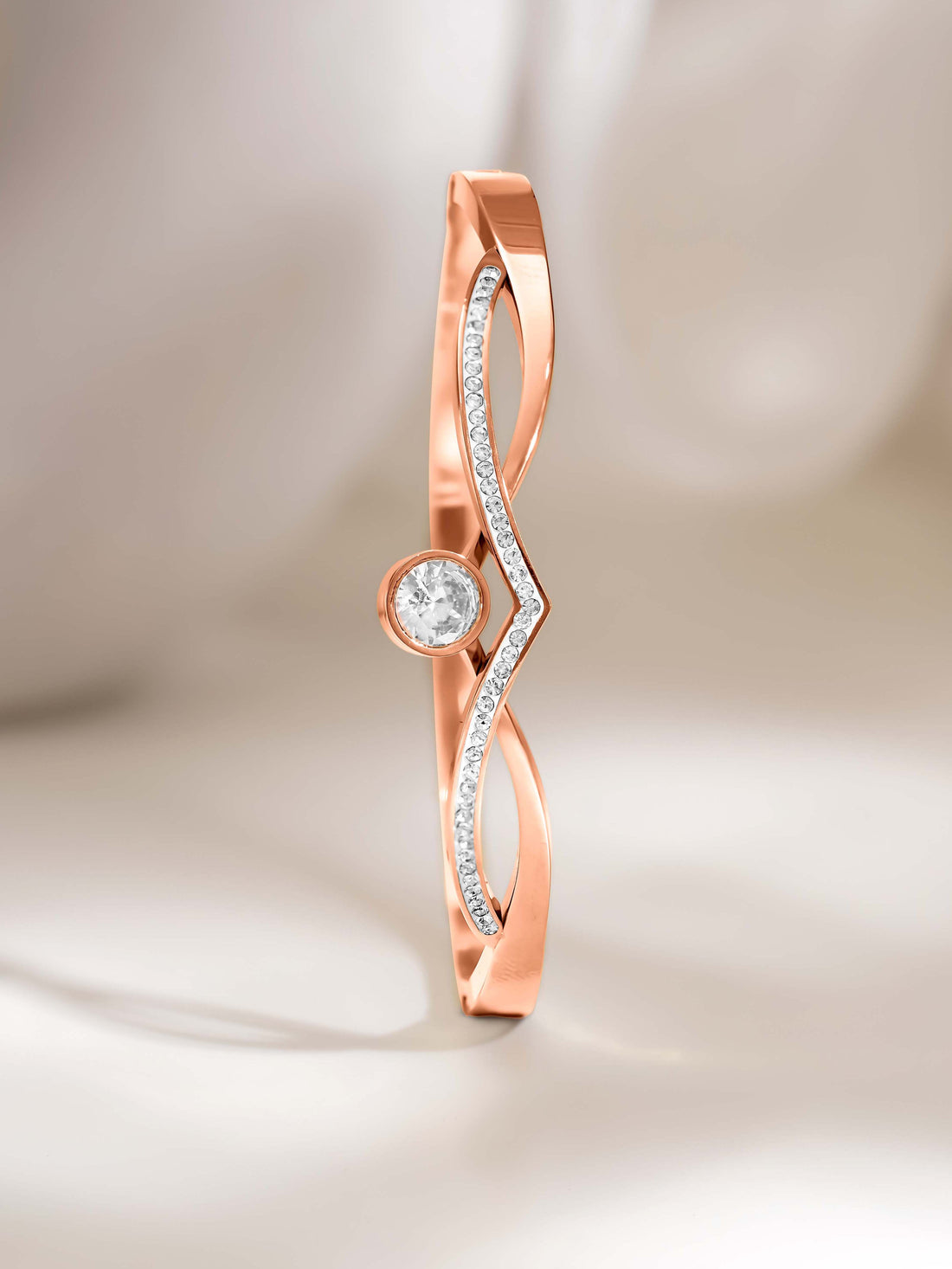 Chevron Crystal Bangle Rose Gold
