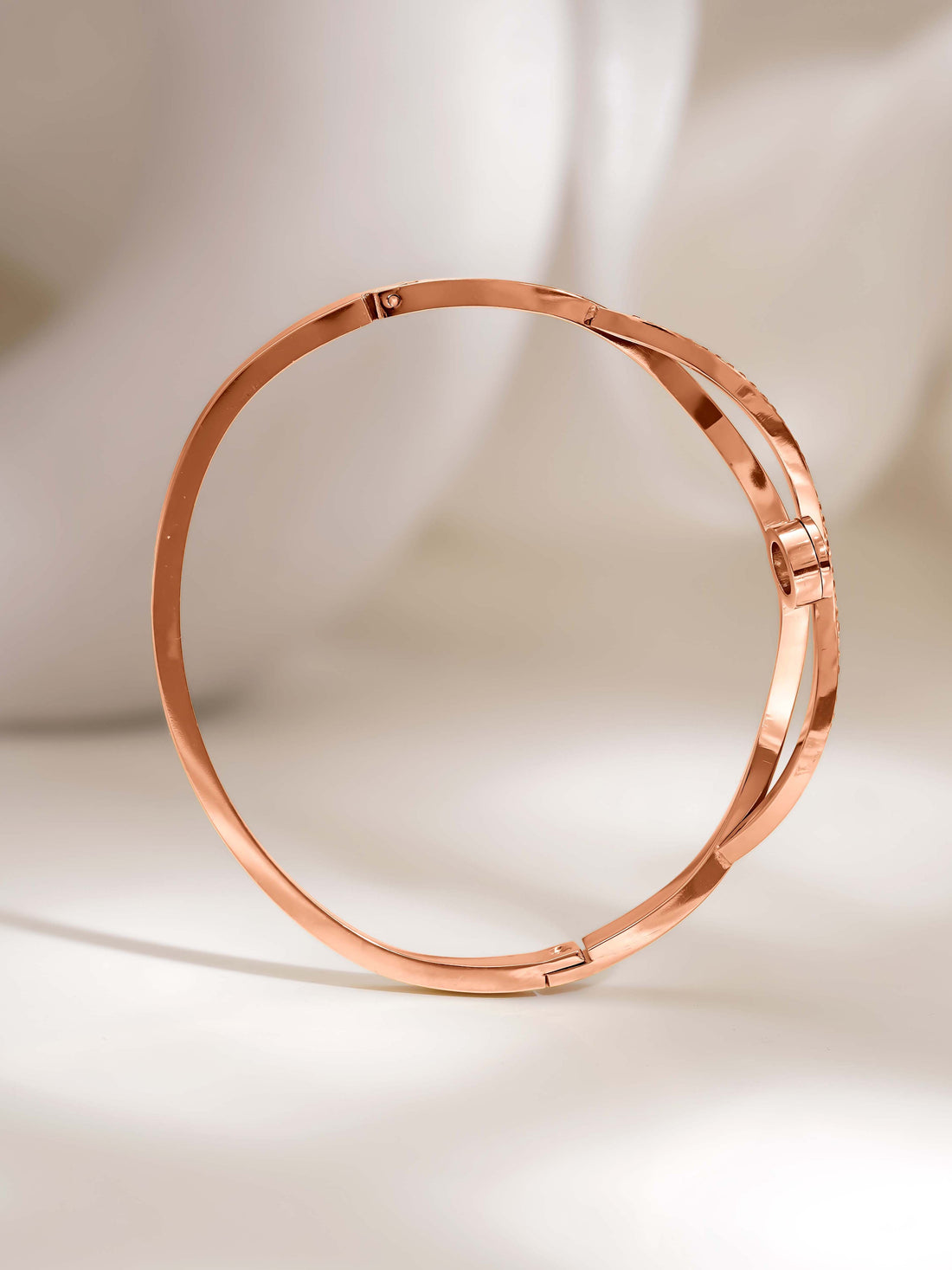 Chevron Crystal Bangle Rose Gold
