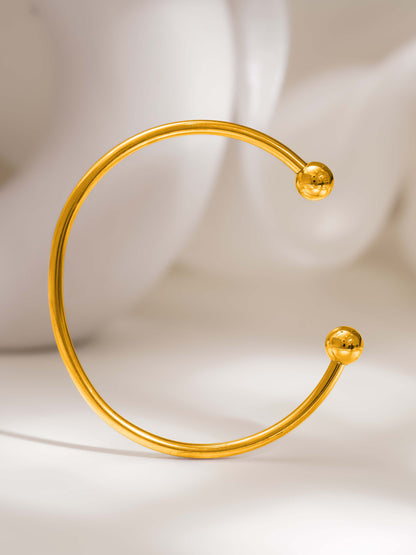 18K Gold Plated Classic Open Kada Bangle Bracelet - Gold