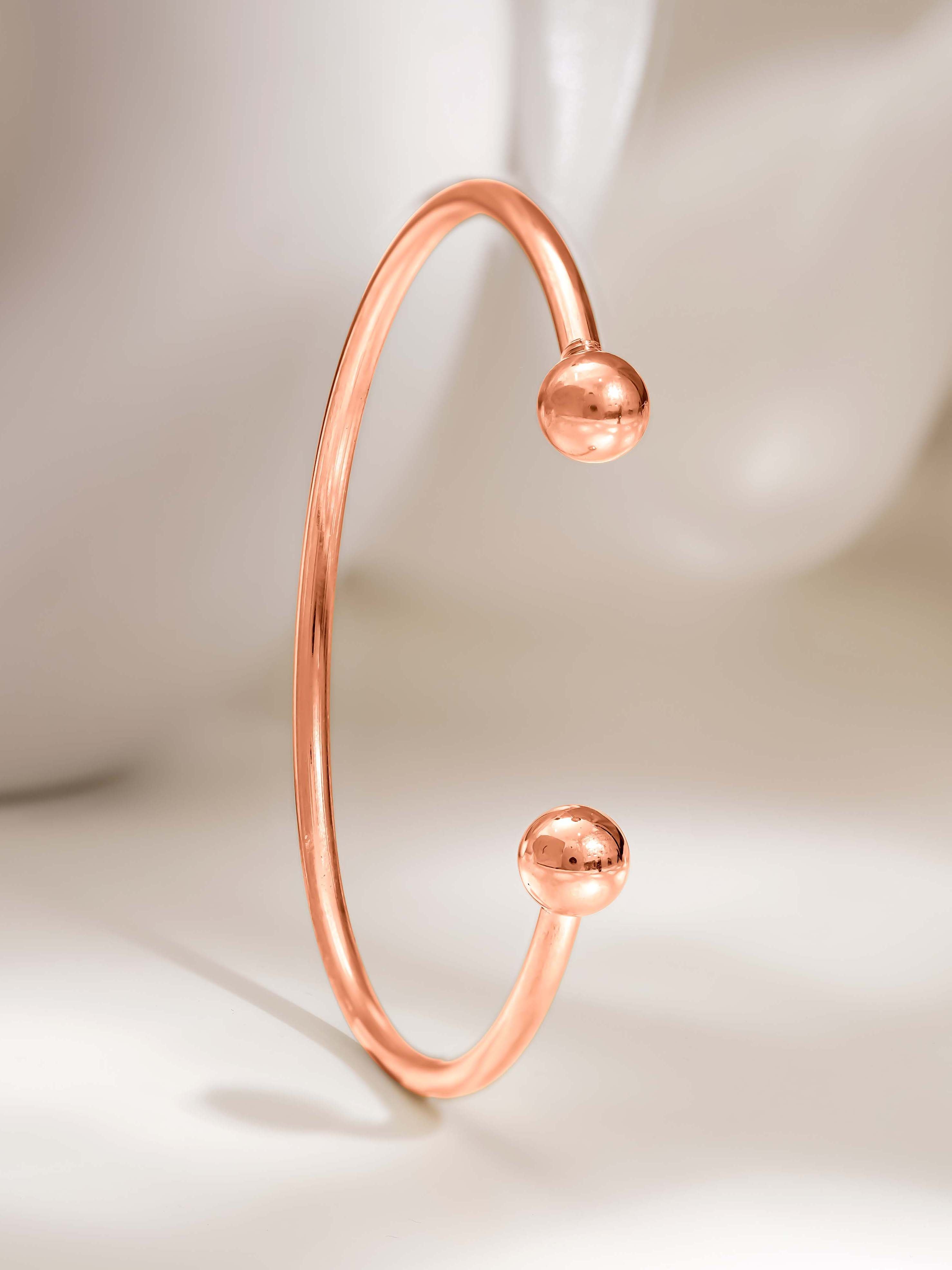 18K Gold Plated Classic Open Kada Bangle Bracelet - Rose Gold