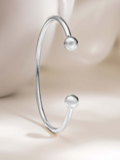 18K Gold Plated Classic Open Kada Bangle Bracelet - White Gold