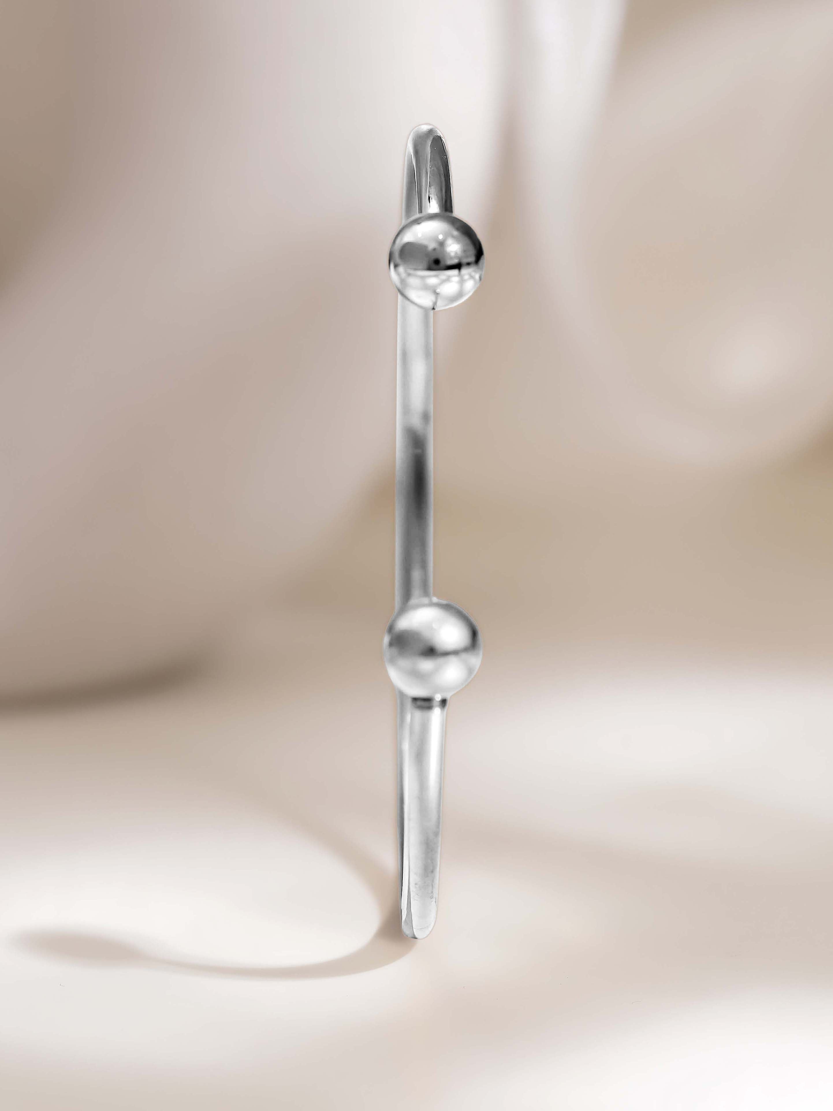 18K Gold Plated Classic Open Kada Bangle Bracelet - White Gold