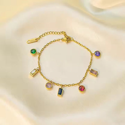 18K Gold Plated Golden Glow Multi Color Charms Bracelet