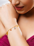 18K Gold Plated Golden Glow Multi Color Charms Bracelet