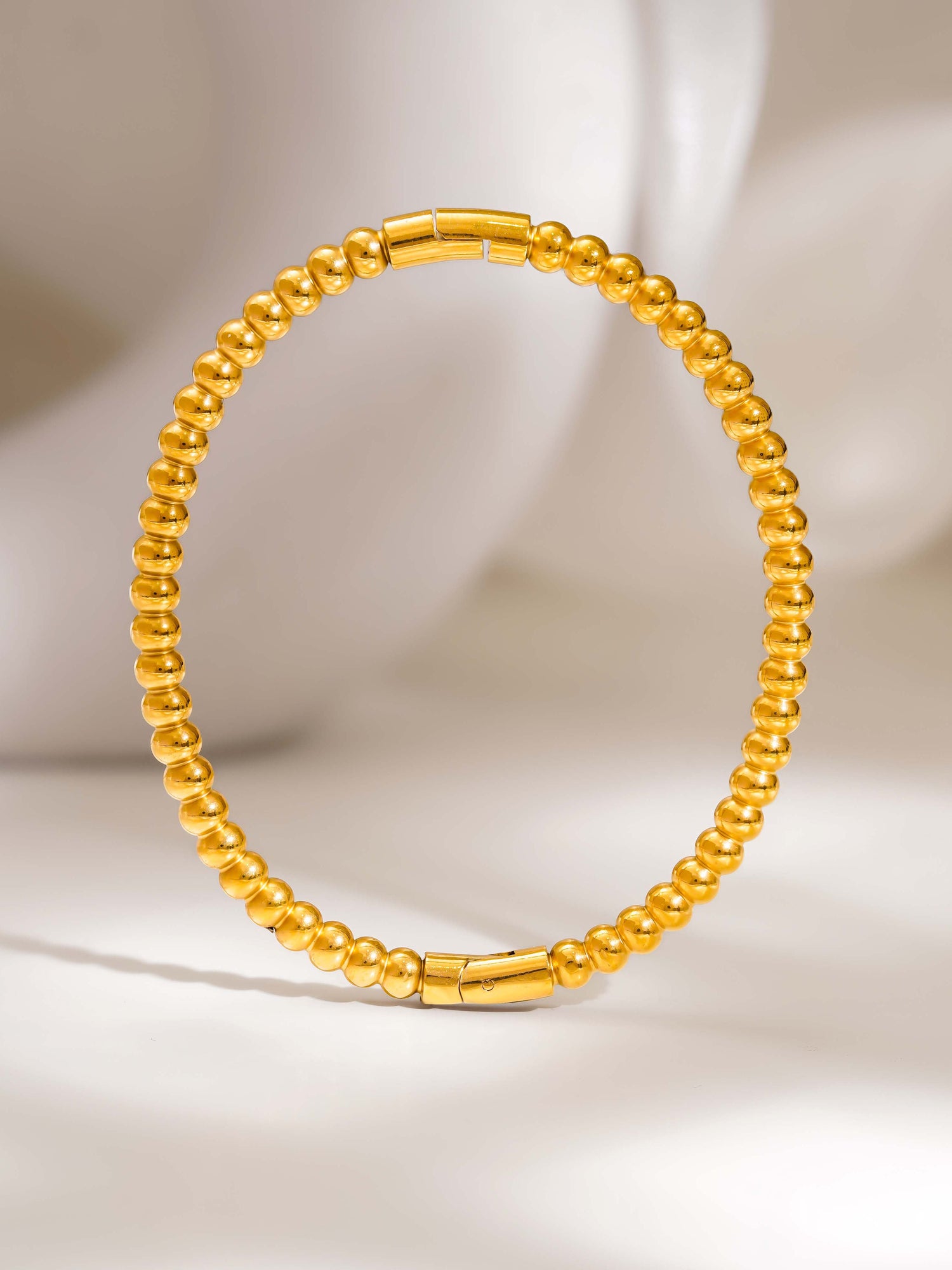18K Gold Plated Classic Beaded Openable Bracelet