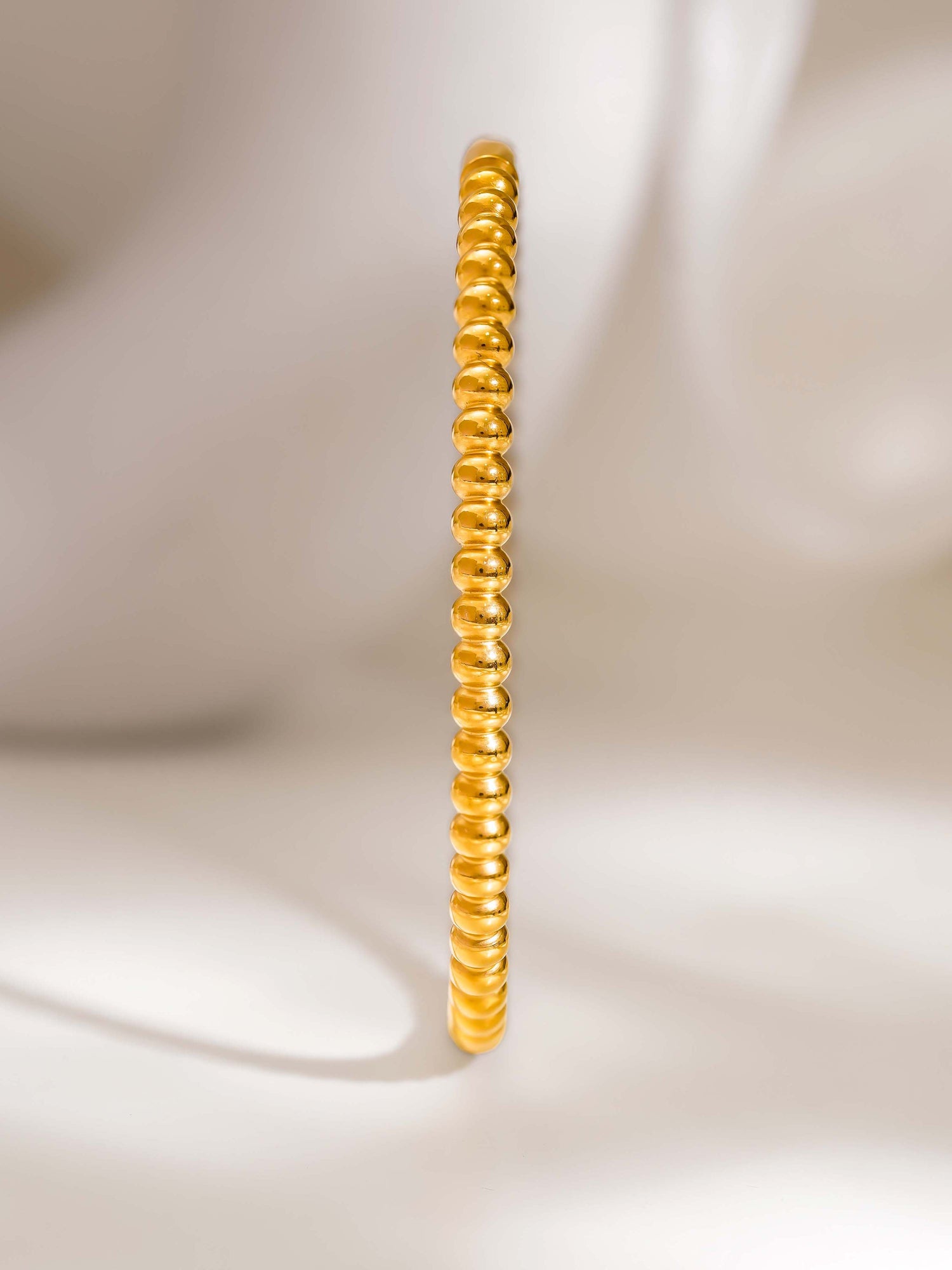 18K Gold Plated Classic Beaded Openable Bracelet