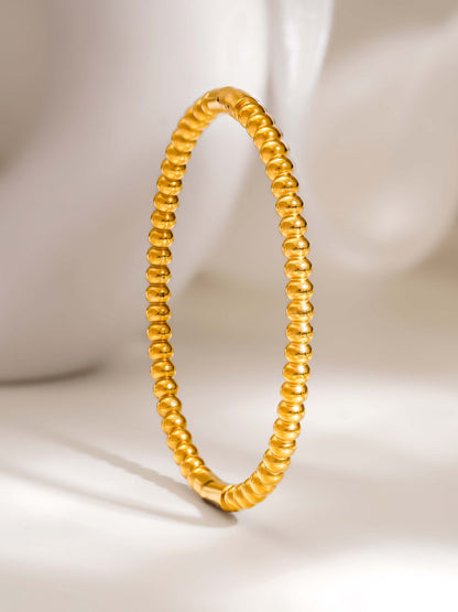18K Gold Plated Classic Beaded Openable Bracelet