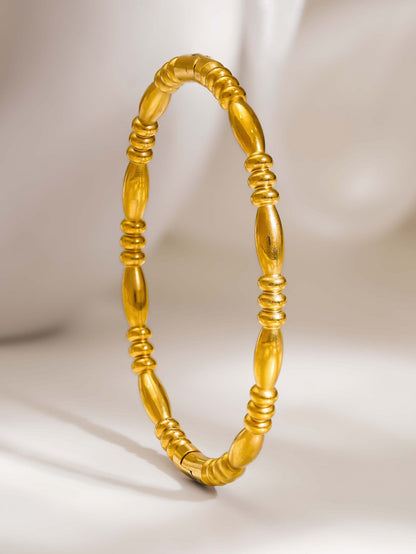 18K Gold Plated Golden Beads Classic Bangle Bracelet
