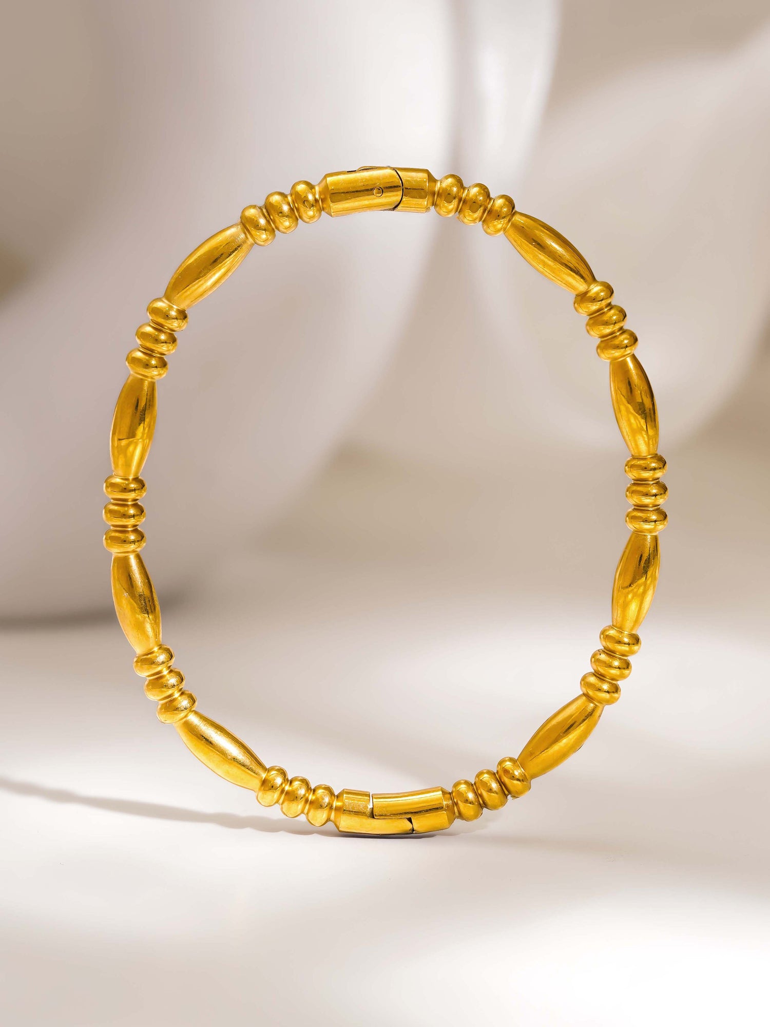 18K Gold Plated Golden Beads Classic Bangle Bracelet