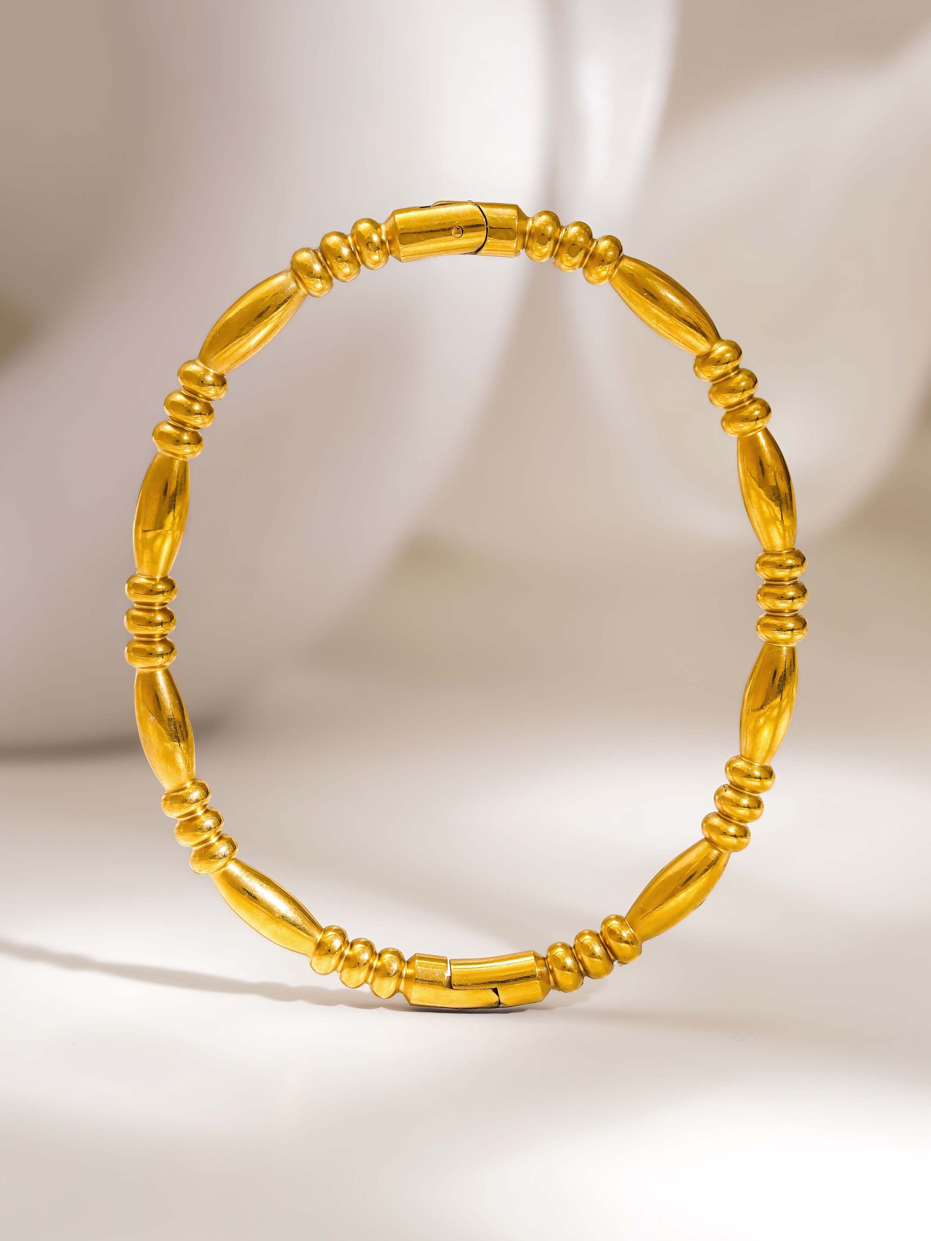 18K Gold Plated Golden Beads Classic Bangle Bracelet