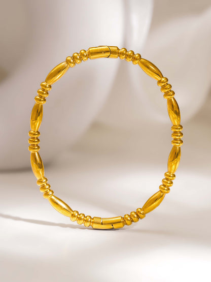 18K Gold Plated Golden Beads Classic Bangle Bracelet
