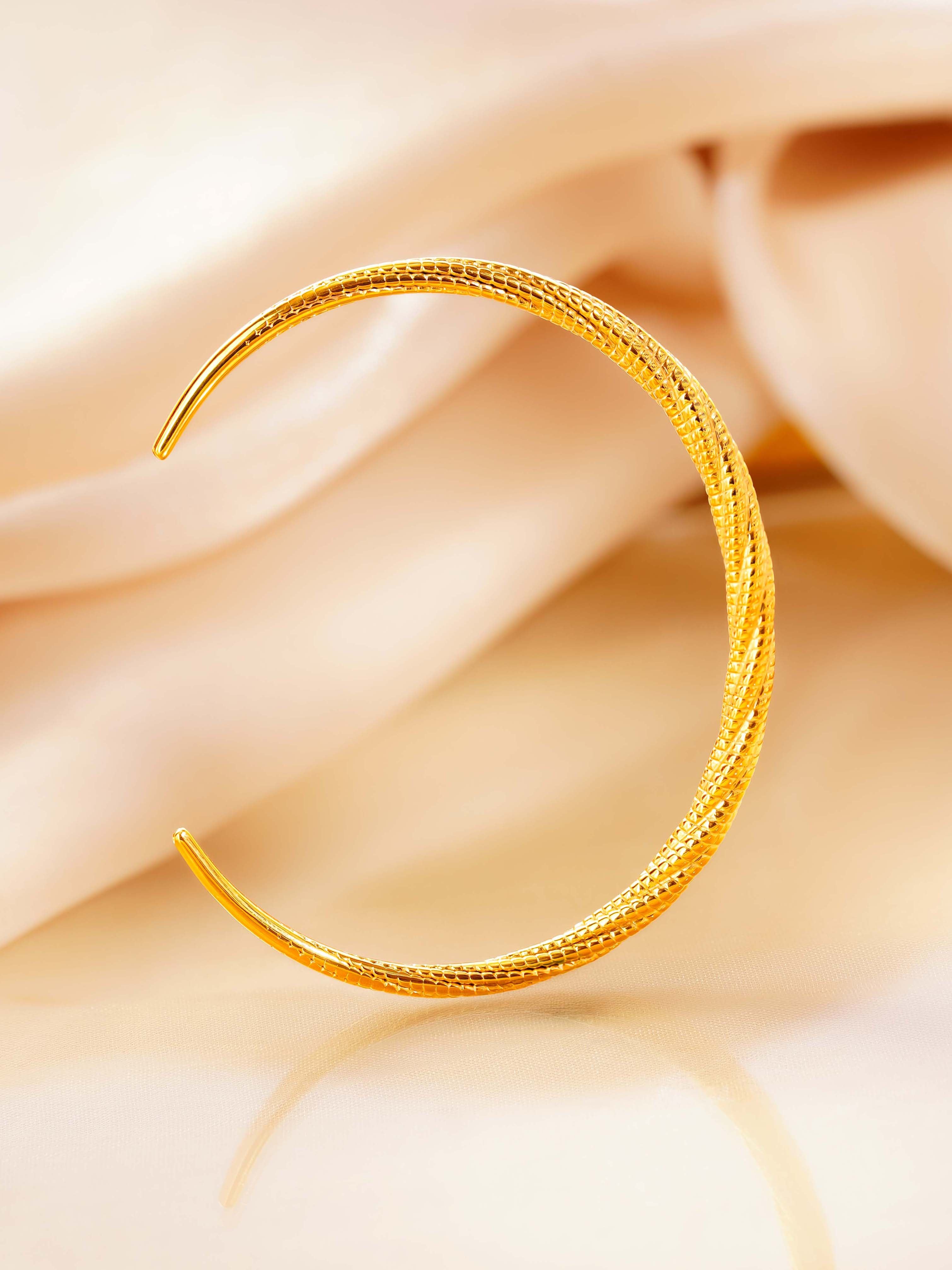 18K Gold Plated Textured Gold Finish Kada Bracelet