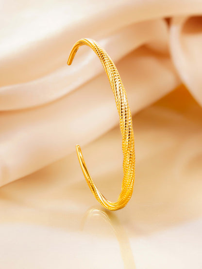 18K Gold Plated Textured Gold Finish Kada Bracelet