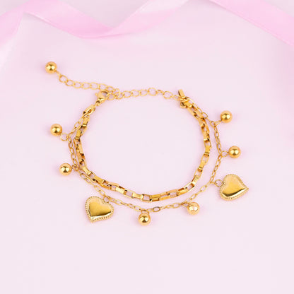 18K Gold Plated Forever Hearts Bracelet - Gold