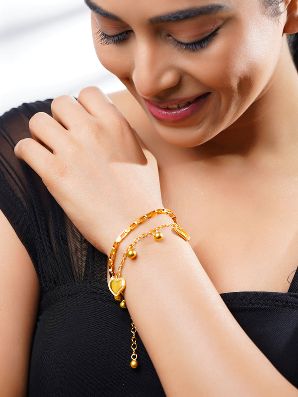 Layered Heart Bracelet Gold