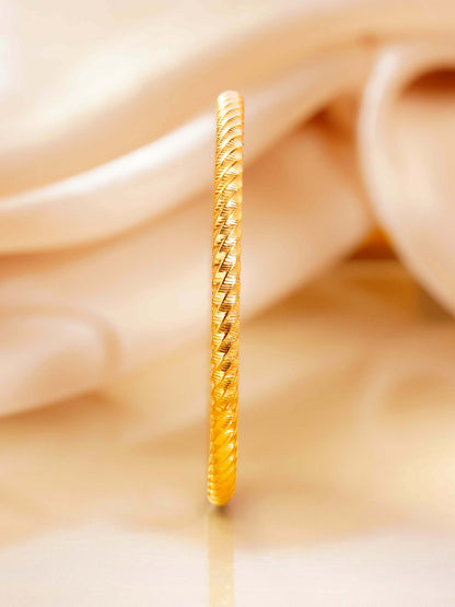 18K Gold Plated Textured Bangle Bracelet