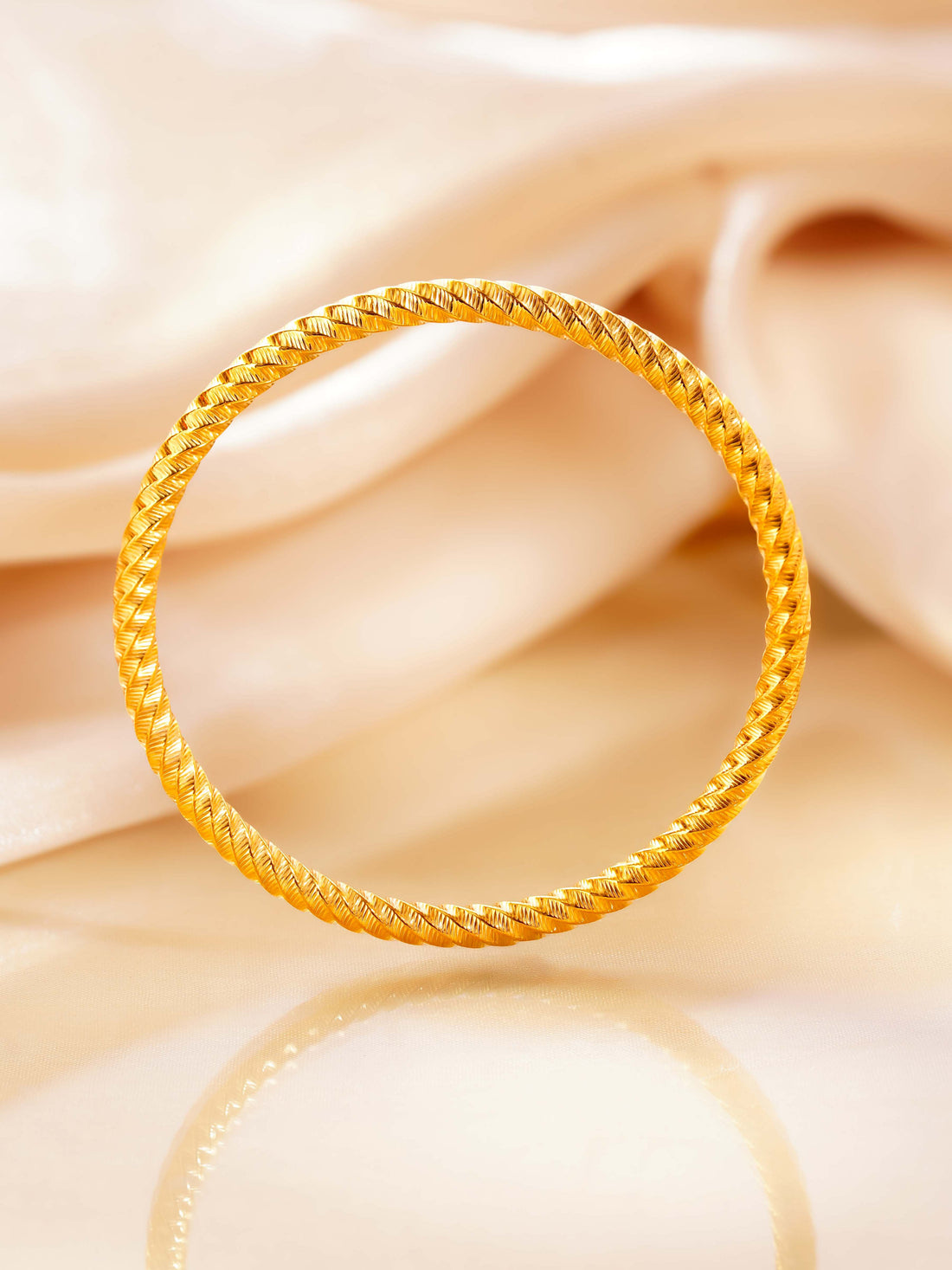 18K Gold Plated Textured Bangle Bracelet