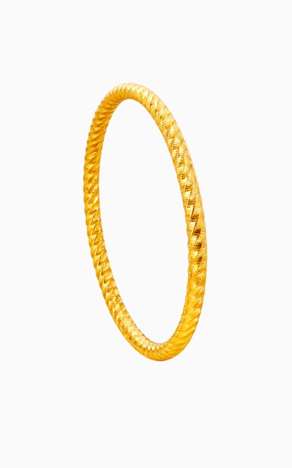 18K Gold Plated Textured Bangle Bracelet