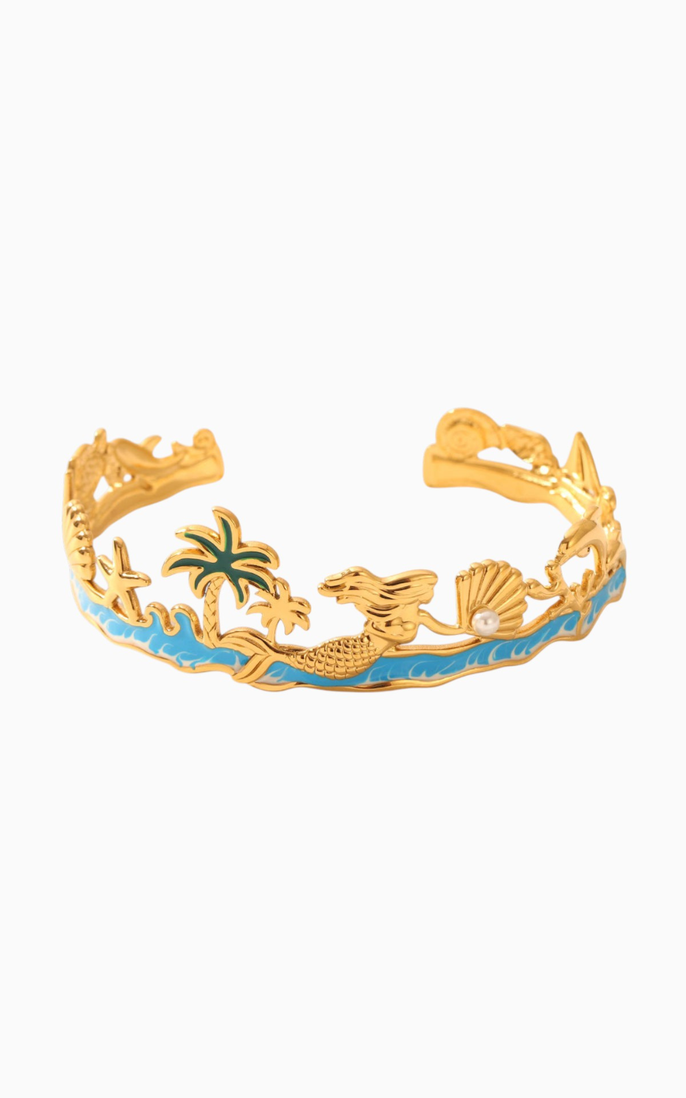 18K Gold Plated Beach Motif 18K Gold Plated Cuff Bracelet