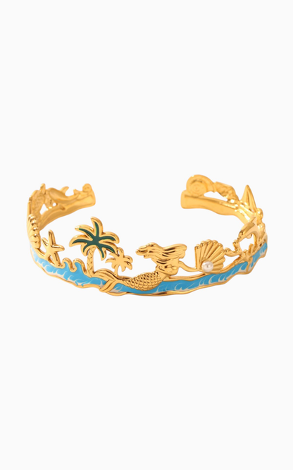 18K Gold Plated Beach Motif 18K Gold Plated Cuff Bracelet