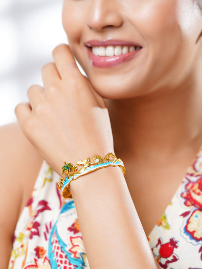 18K Gold Plated Beach Motif 18K Gold Plated Cuff Bracelet