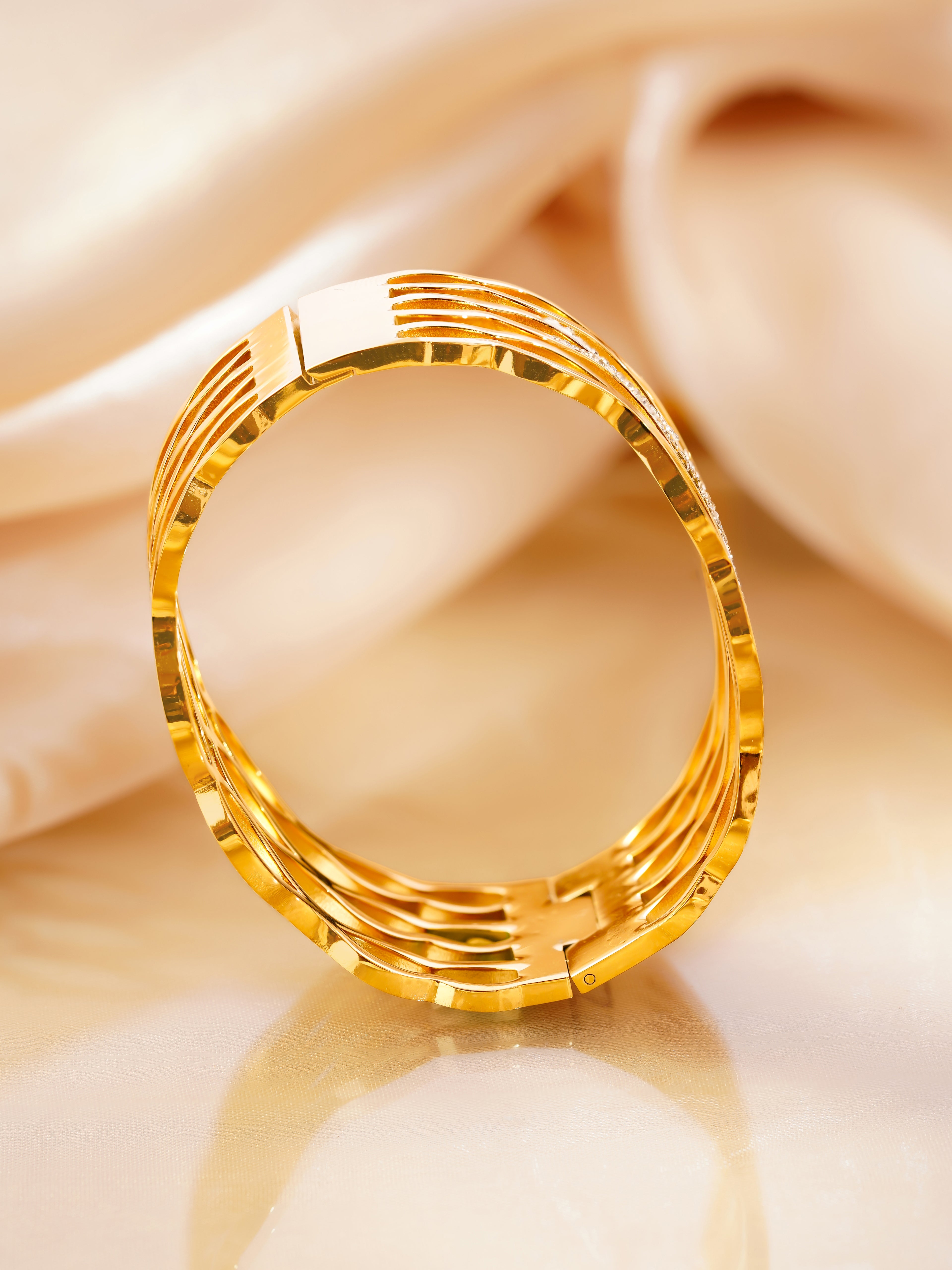 18K Gold Plated Crystal Star Statement Cuff Bracelet