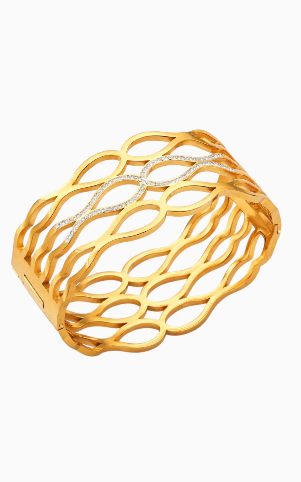 18K Gold Plated Crystal Star Statement Cuff Bracelet