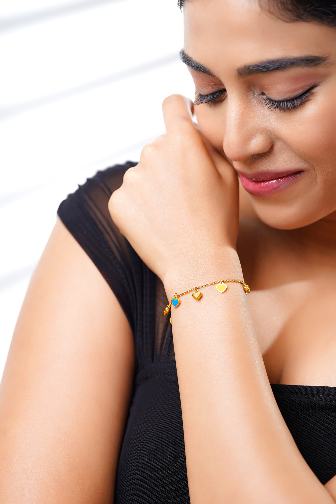 18K Gold Plated Heart Charm Bracelet